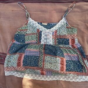 Hollister Multicolor Patchwork Camisole with Lace